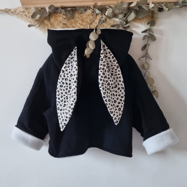 Veste à capuche polaire, manteau lapin pour tout-petits, veste personnalisable.