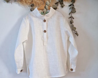 Camicia di lino per ragazzo, camicia di lino beige sabbia, camicia classica a maniche lunghe in lino, camicia da sposa sulla spiaggia, camicia boho per ragazzi.