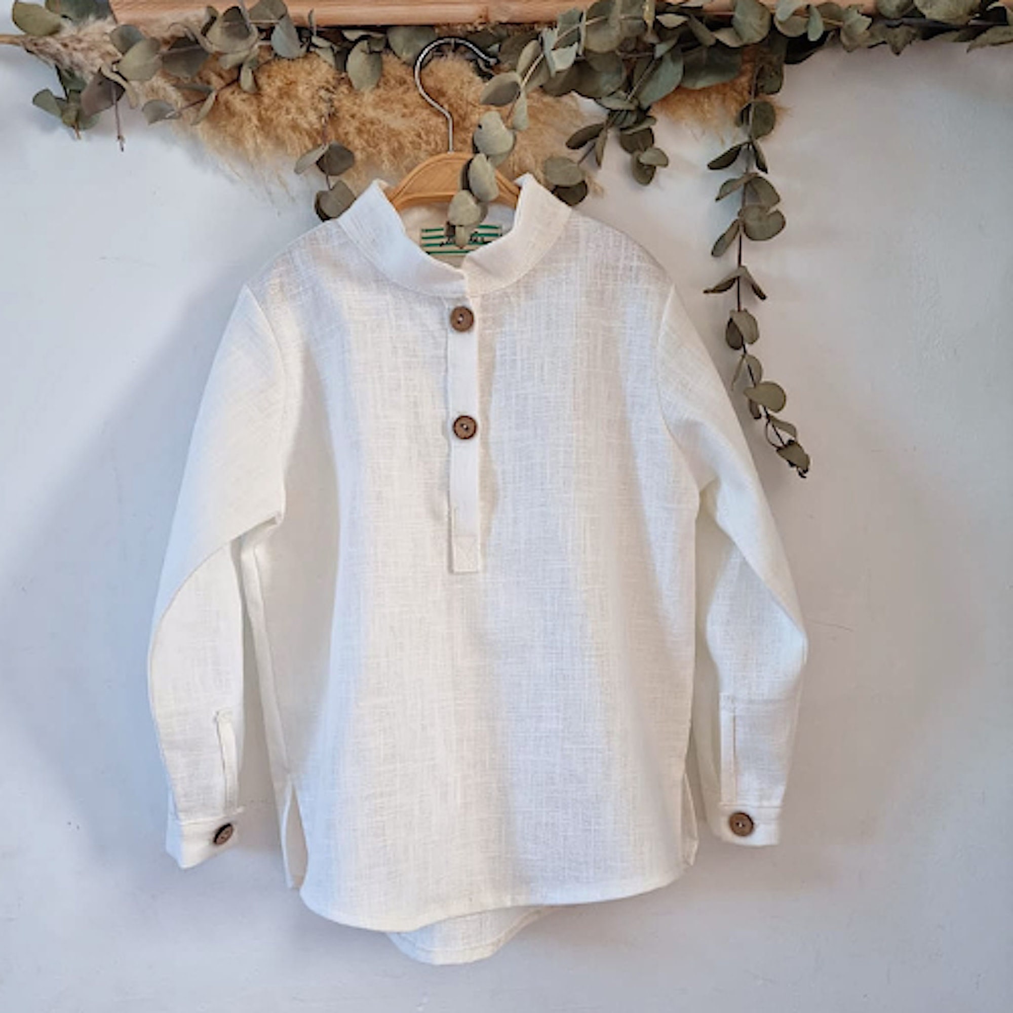 Boy linen shirt, sand beige linen shirt, classic linen long sleeve button down shirt, beach wedding shirt, boho shirt for boys.