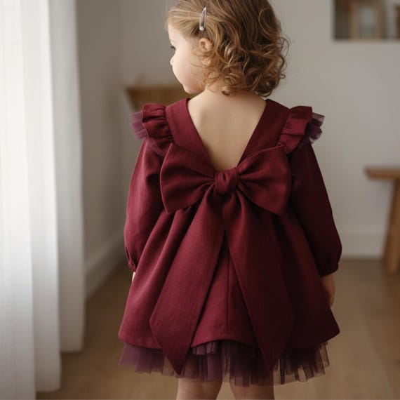 burgundy 3t dress Baby Solange Dress Set in Burgundy Tulle 6-9M main image 0