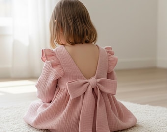 Long Sleeve Flower Girl Dress, Baby Girl Dress Muslin, Baby Dress Powder Pink, Baby Dress Long Sleeve, Dusty Rose Dress Baby. - Etsy Long Sleeve Flower Girl Dress, Baby Girl Dress Muslin, Baby Dress Powder Pink, Baby Dress Long Sleeve, Dusty Rose Dress Baby. - Etsy