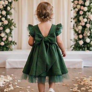dark green infant dress Baby Dress Party Performance Stylish Sleeveless Sequin Mesh Princess Dress Girls Dresses Dark Green 18-24Months