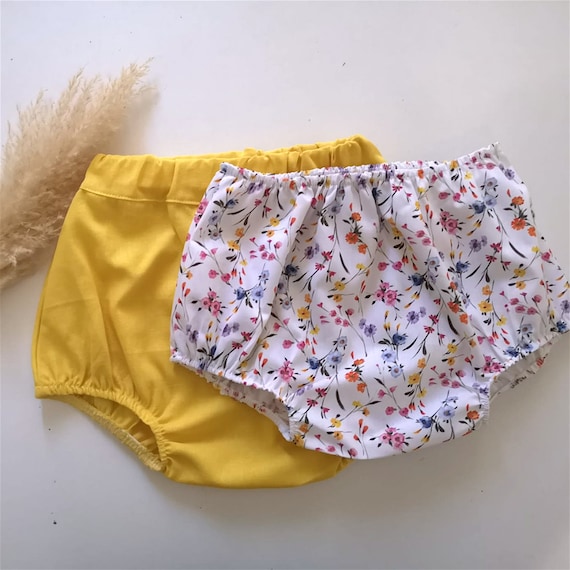 Floral Baby Bloomers, Diaper Covers for Girls, Solid White Diaper
