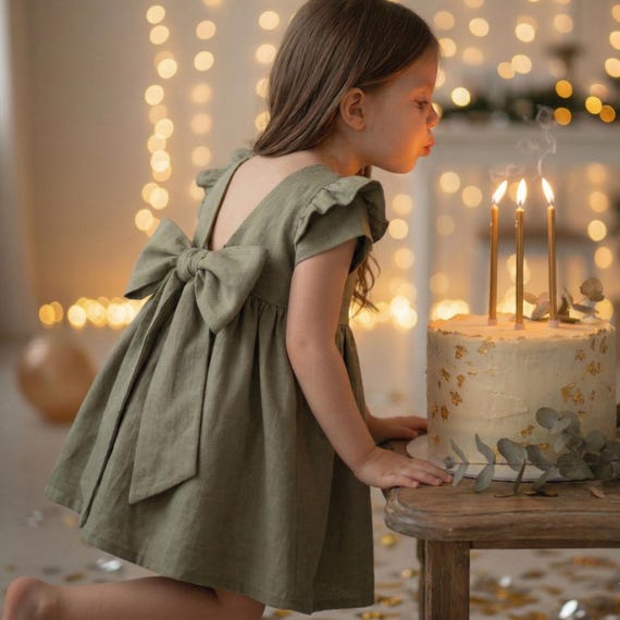 sage green birthday dress Baby Girl Dress, Linen Toddler Birthday Outfit, Boho First Birthday Girl, Cake Smash Dress London Times T10260M Ivory category_Young Social Color:Ink_Blue charming tulle Ball Gowns