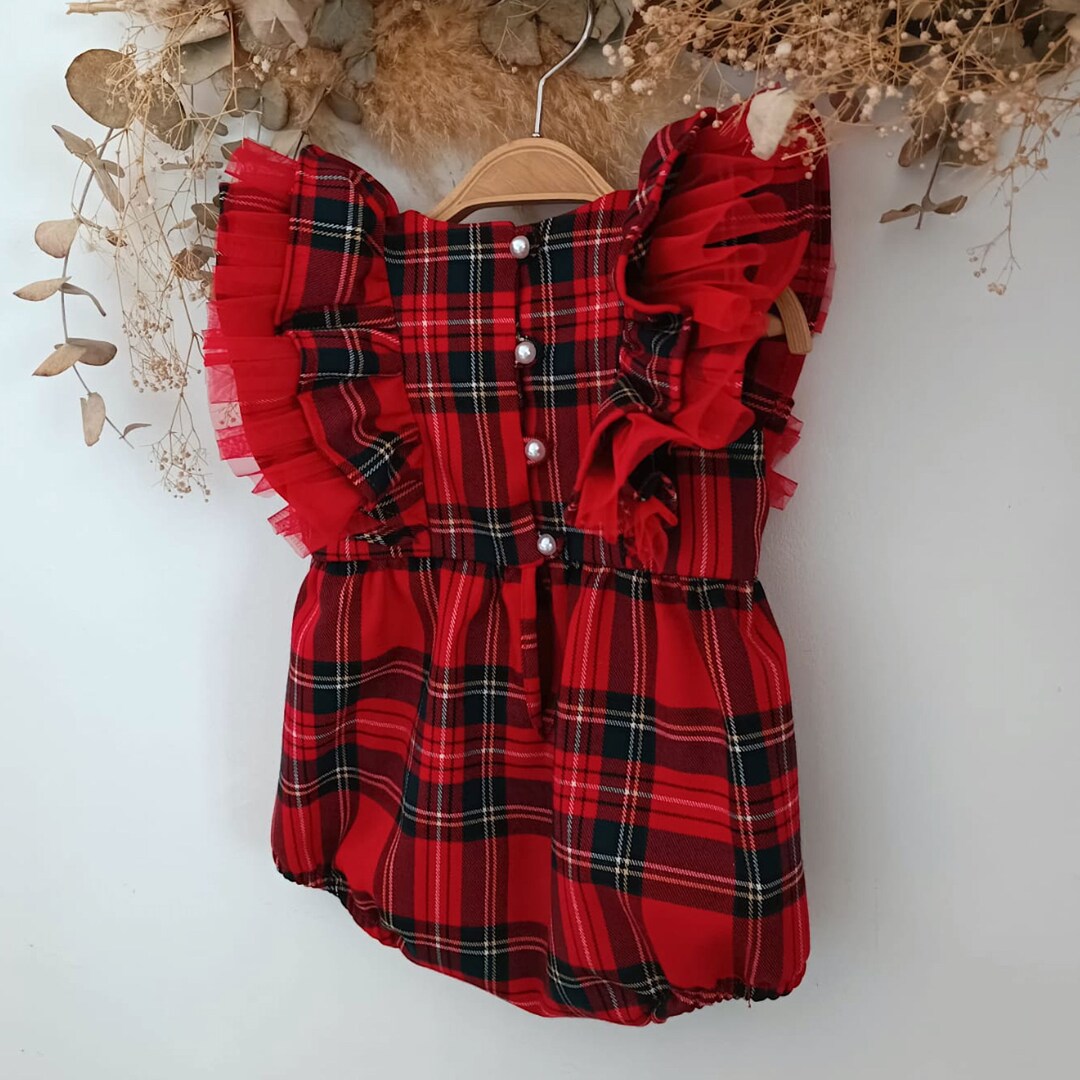 Baby Girl Christmas Outfit Red, Red Tartan Bubble, Baby Tartan Plaid ...