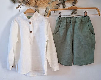 Tenue de porteur d’anneau de garçon vert, pantalon tenue de baptême garçons, tenue bébé garçon vert menthe, page garçon mariage tout-petit.