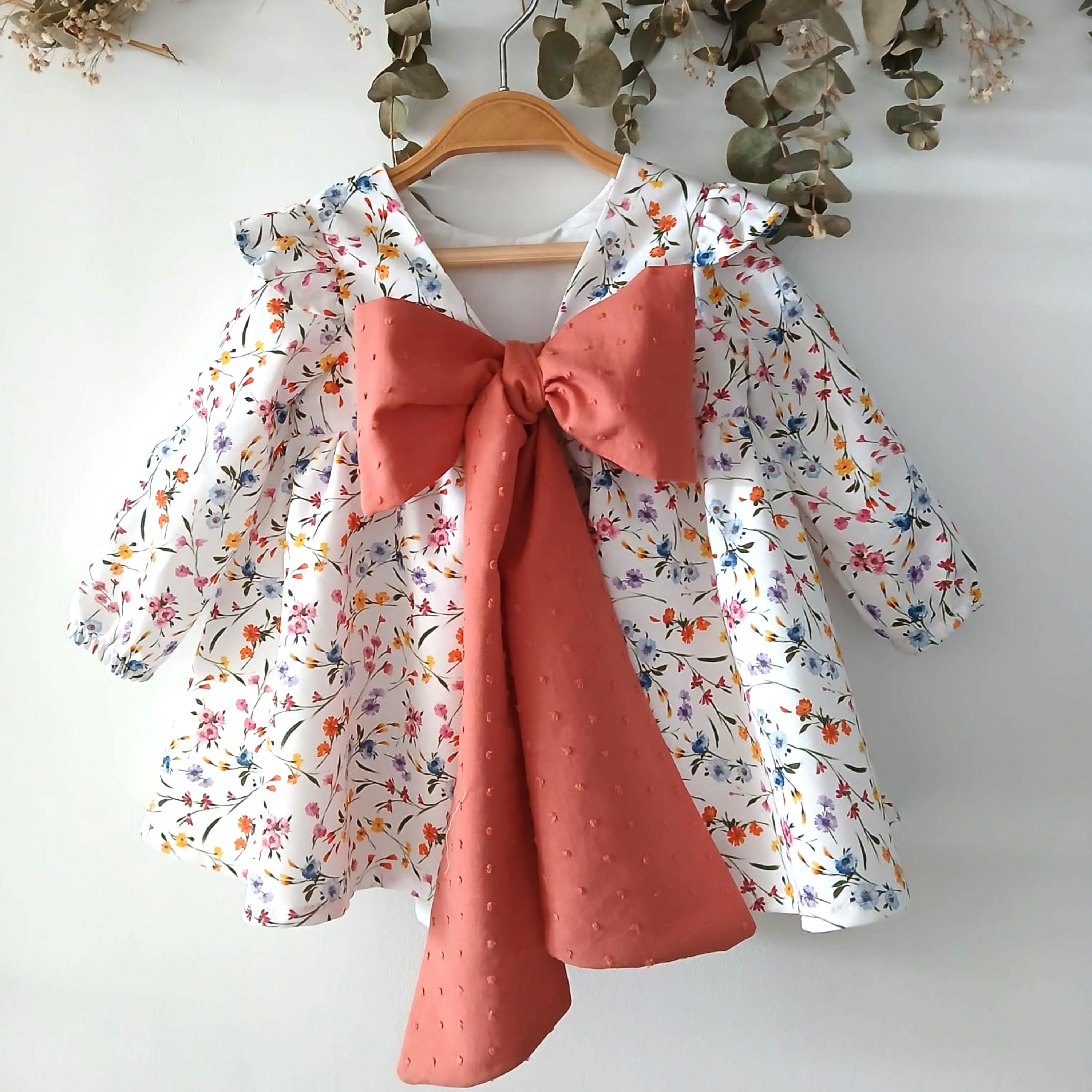 Baby Girl Dress, Boho Baby Dress With Wildflower Pattern, Handmade for  Special Occasions