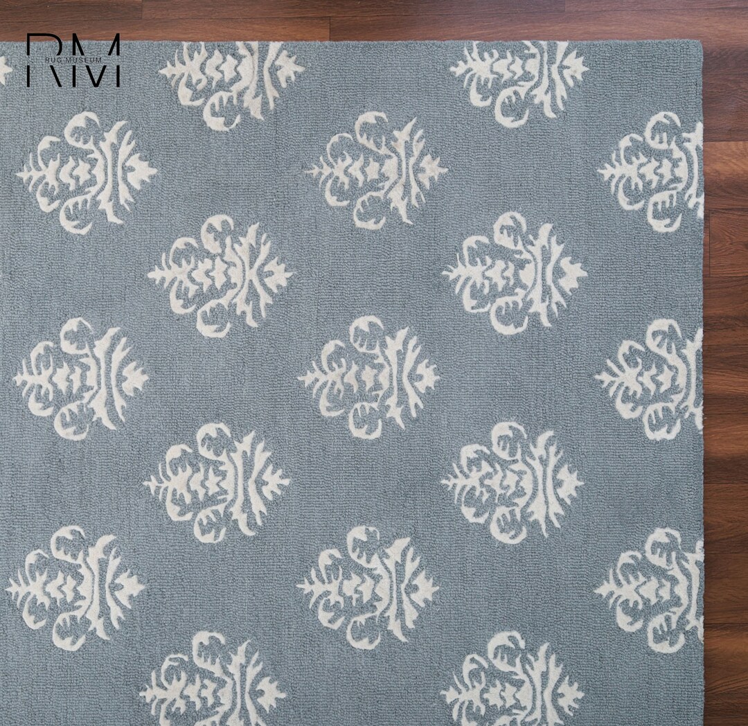 Blue Porcelain Rug Brand New Hand Tufted Modern Style Woolen Area Rugs & Carpets Porcelain ...