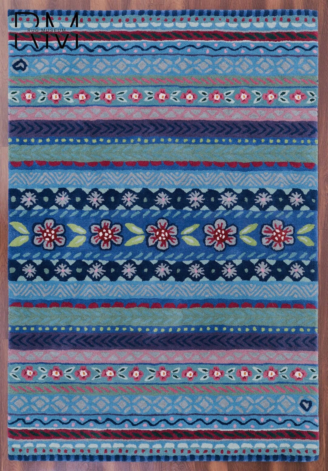 Brand New Hand Tufted Modern Style Woolen Area Rugs & Carpet Navy Blue ...