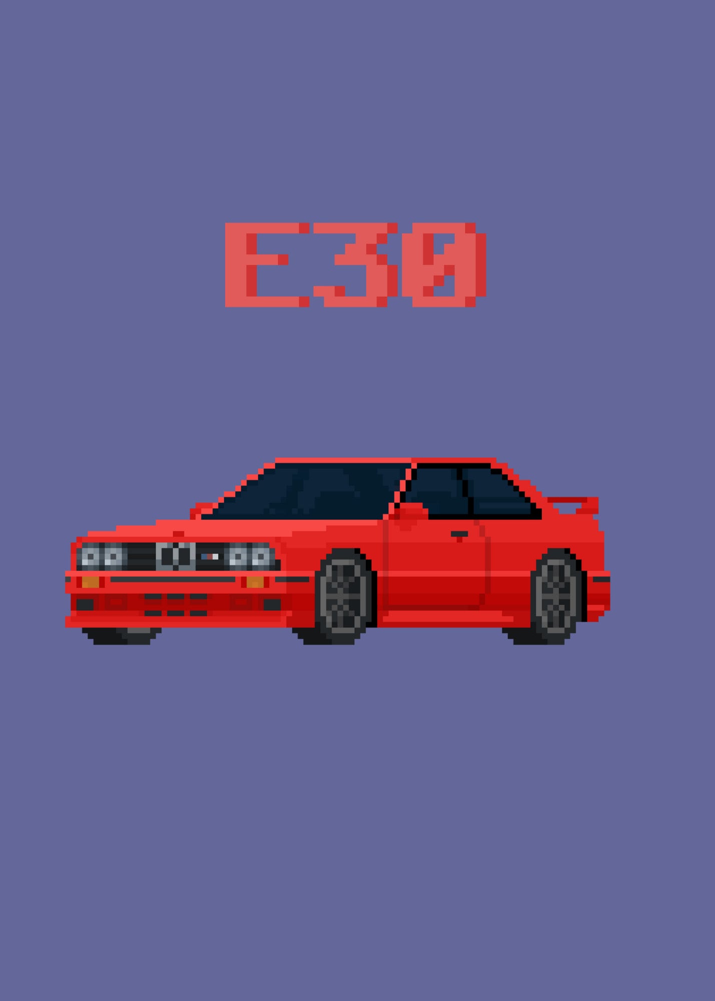 BMW M3 E30 Art, Pixel Car Art, Car Lover Printable Art, Car Guy