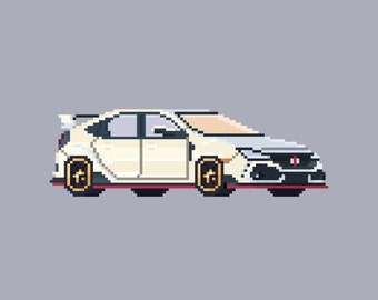 Suéter Civic Type-R, Car Pixel Art, Presente de carro retrô, Moletom de carro clássico, Suéter de carro, Gola redonda Honda, Suéter Civic, Presente Honda Civic