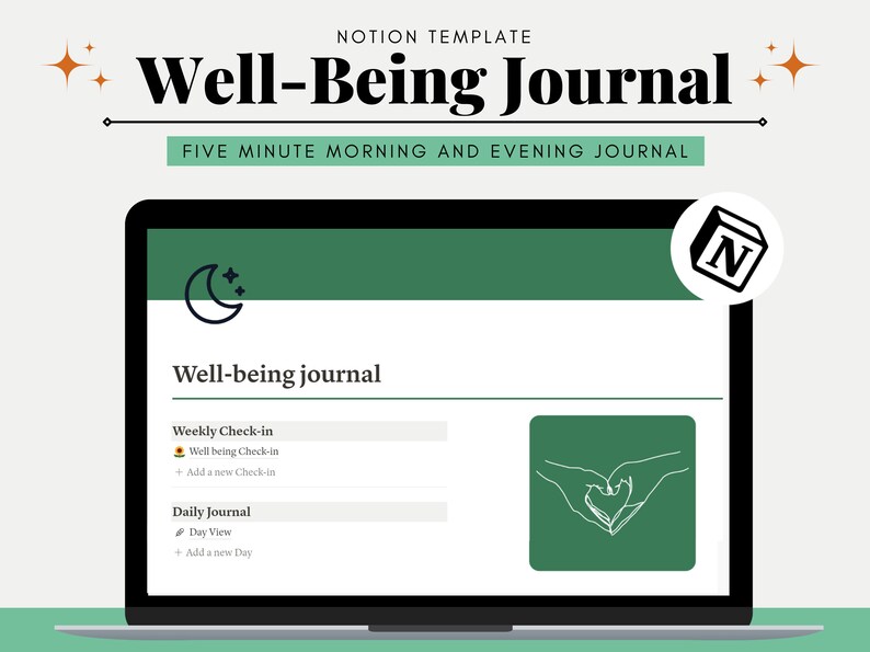 Wellbeing Journal for Notion Notion Five Minute Journal Etsy