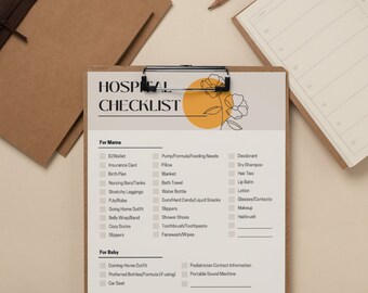 Hospital Bag Checklist - Birth Checklist - Downloadable Hospital List