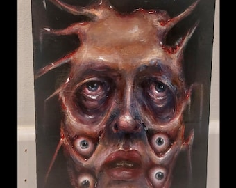 Gothic Horror Acrylic Painting: Macabre Abstract Portrait, eye art