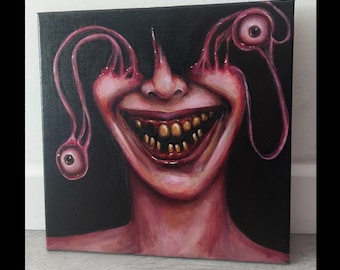 Creepy Gothic Horror Portrait: Original Macabre Acrylic Painting