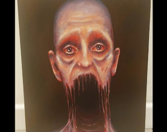Macabre Horror Portrait Painting: Original Dark Art on Canvas