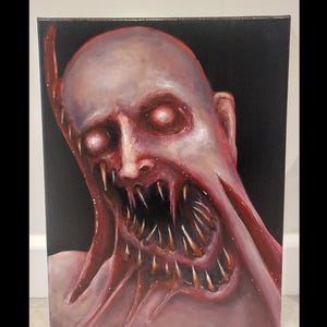 Dark horror painting. Original creepy painting on canvas. Dark disturbing artworks,  gore art, horror art, horror portrait painting