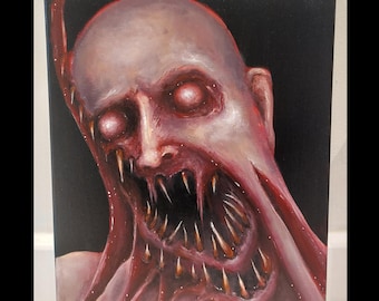 Original Dark Horror Painting: Creepy Gore Art on Canvas