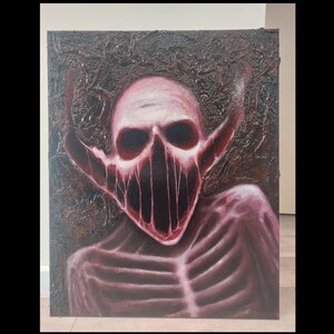 Extra large horror painting. Original monster painting on canvas. Horror painting, 24 x 30 inches, statement art, gothic painting,