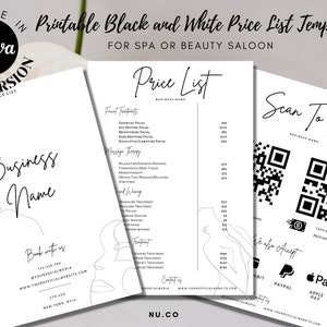 Printable Price List Template | Editable Spa and Salon Price List ...