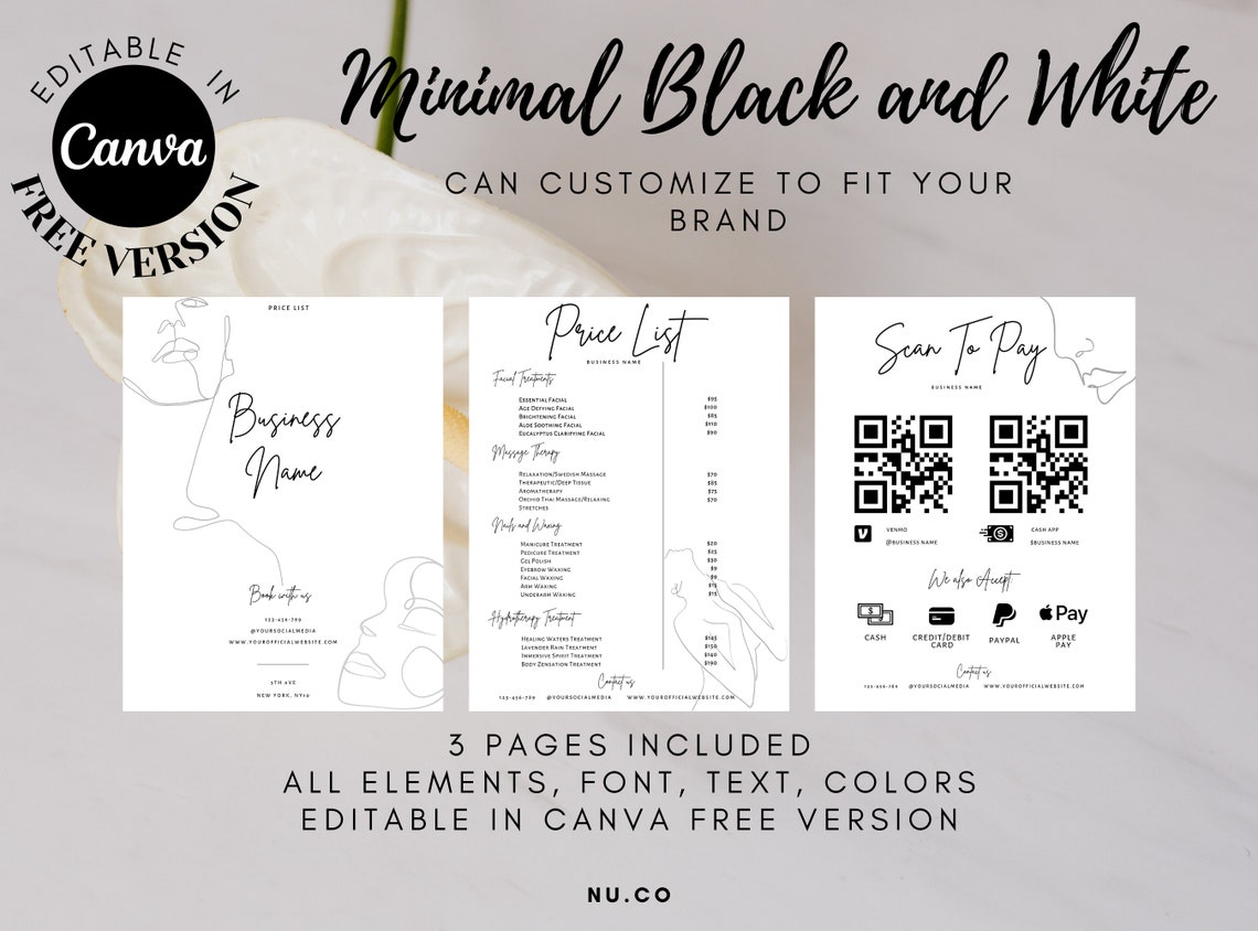 Printable Price List Template | Editable Spa and Salon Price List ...