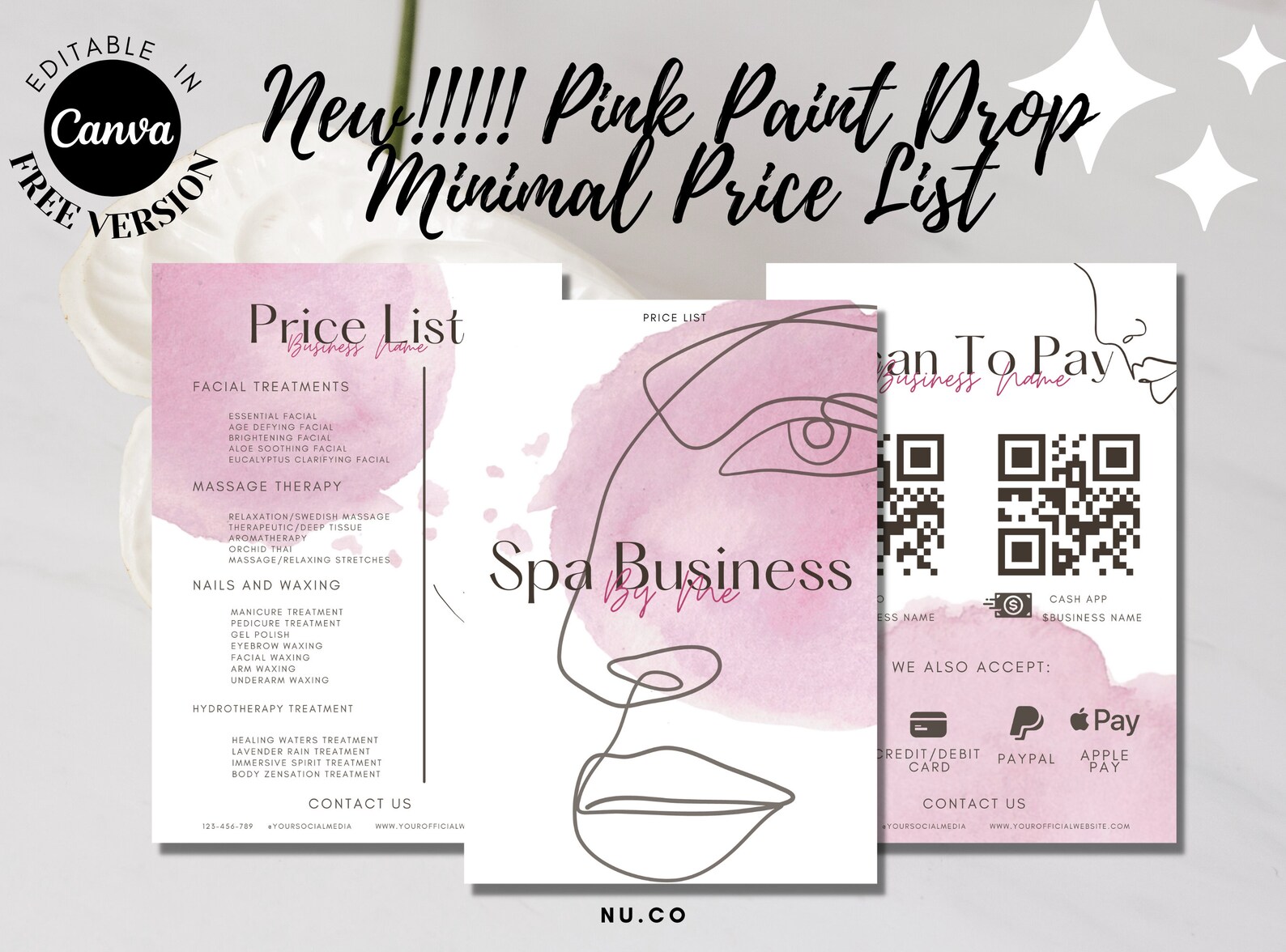Printable Price List Template | Editable Spa and Salon Price List ...