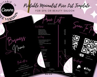 Printable Price List Template | Editable Spa and Salon Price List ...