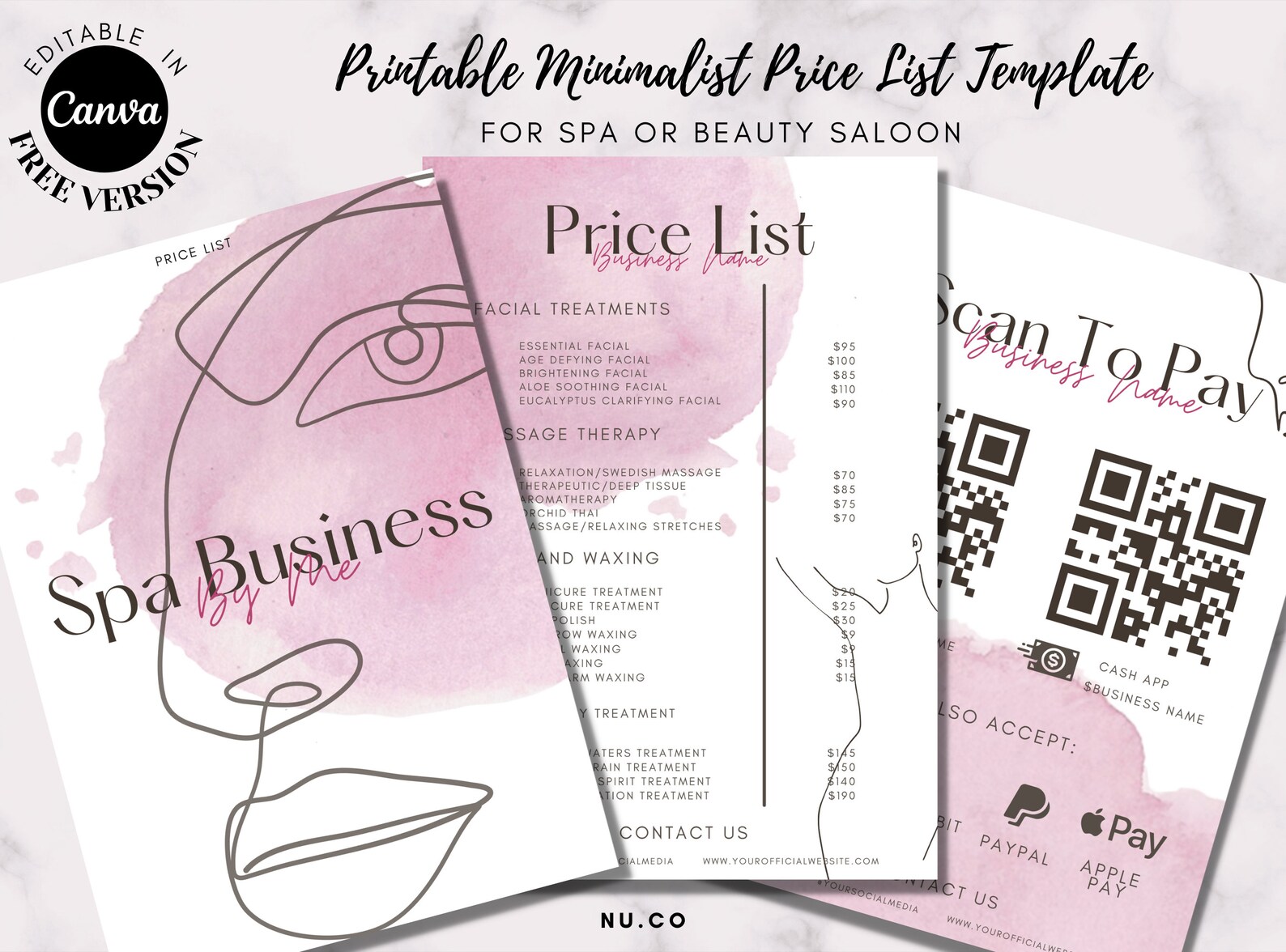 Printable Price List Template | Editable Spa and Salon Price List ...