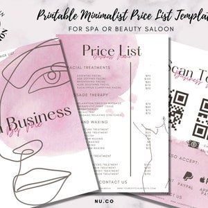 Printable Price List Template | Editable Spa and Salon Price List ...