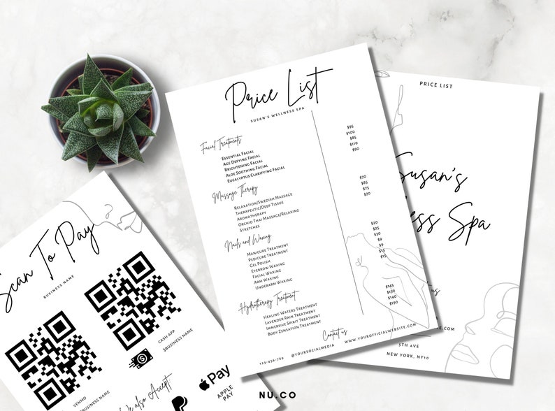 Printable Price List Template | Editable Spa and Salon Price List ...