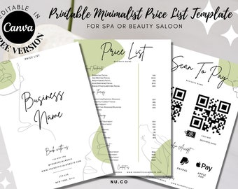 Printable Price List Template | Editable Spa and Salon Price List ...