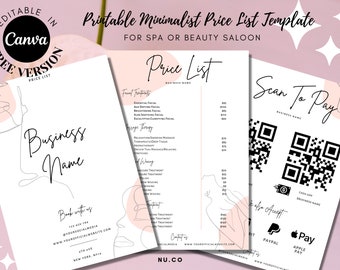 Spa Price List Etsy