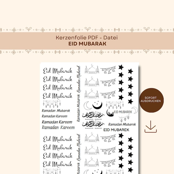 Candle tattoos, PDF template, instant download, water slide, candle sticker, Bayram gift, DIY file, Ramadan, EID, Bayramhediyesi