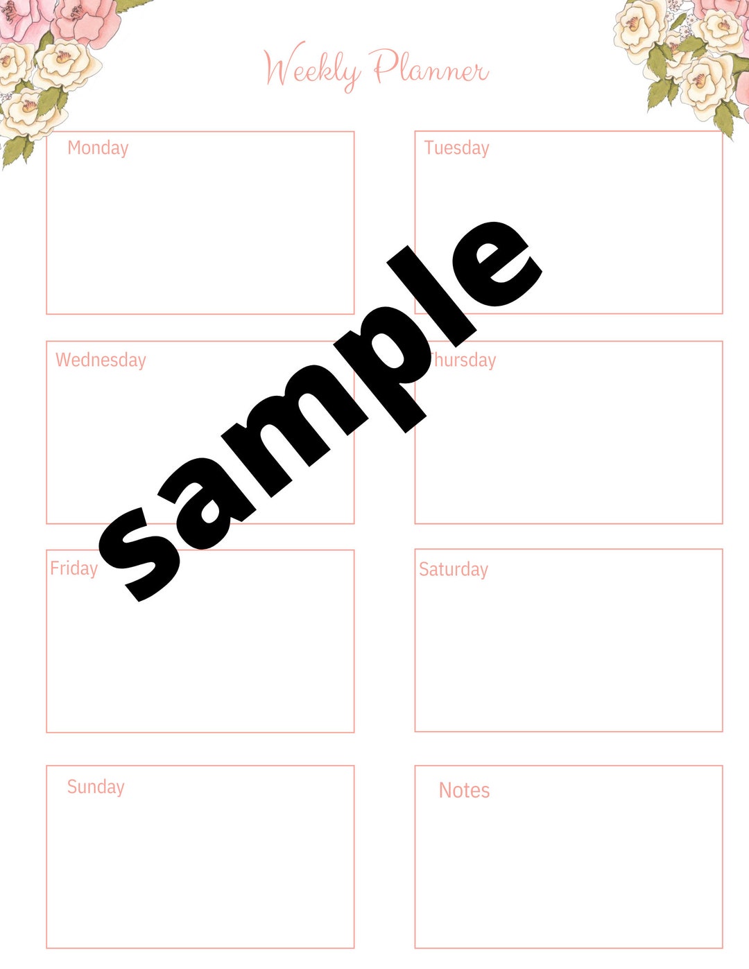 Pretty Pink Green Floral Weekly Planner Printable With Daily TO DO List ...