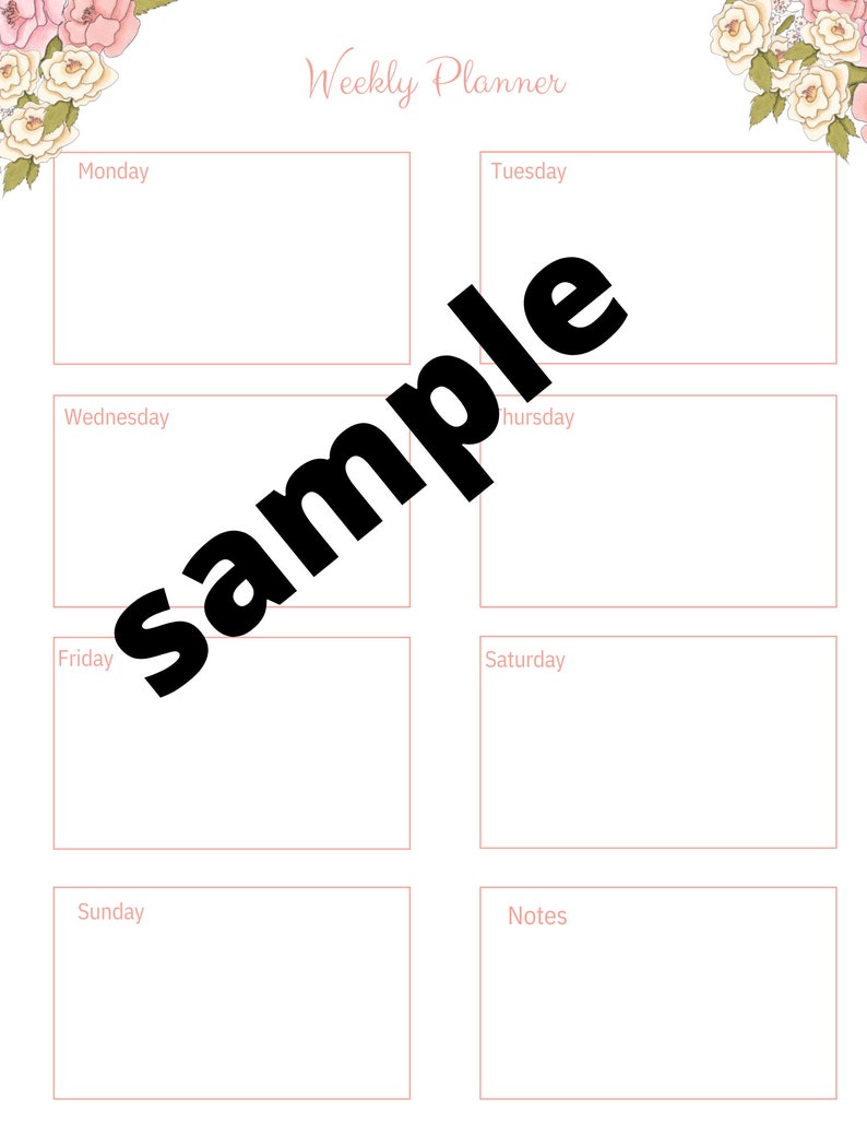 Pretty Pink Green Floral Weekly Planner Printable With Daily TO DO List ...