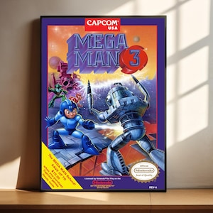 Mega Man 3 Retro Poster – Vintage Capcom Video Game Art Print