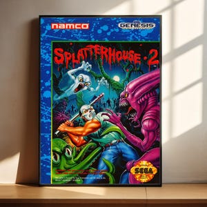 Splatterhouse 2 Retro Video Game Poster - Vintage Horror Sega Genesis Art Print