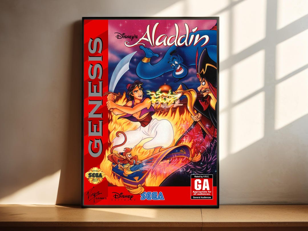 Aladdin Retro Sega Genesis Poster Vibrant Disney Wall Art for Gamers - Etsy