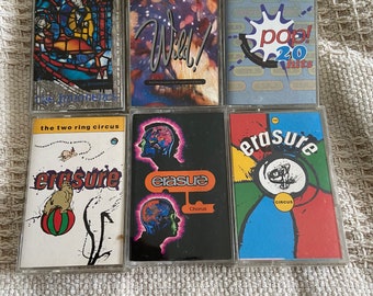 Erasure,Electronic,Frankie Goes To Hollywood,New Order some stickers on the spines of cardboard sleeves