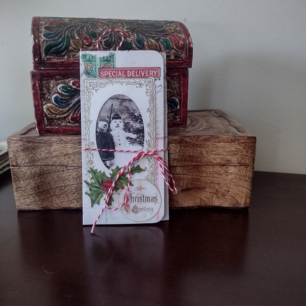 Christmas gift card holder, Ooak file folio notebook