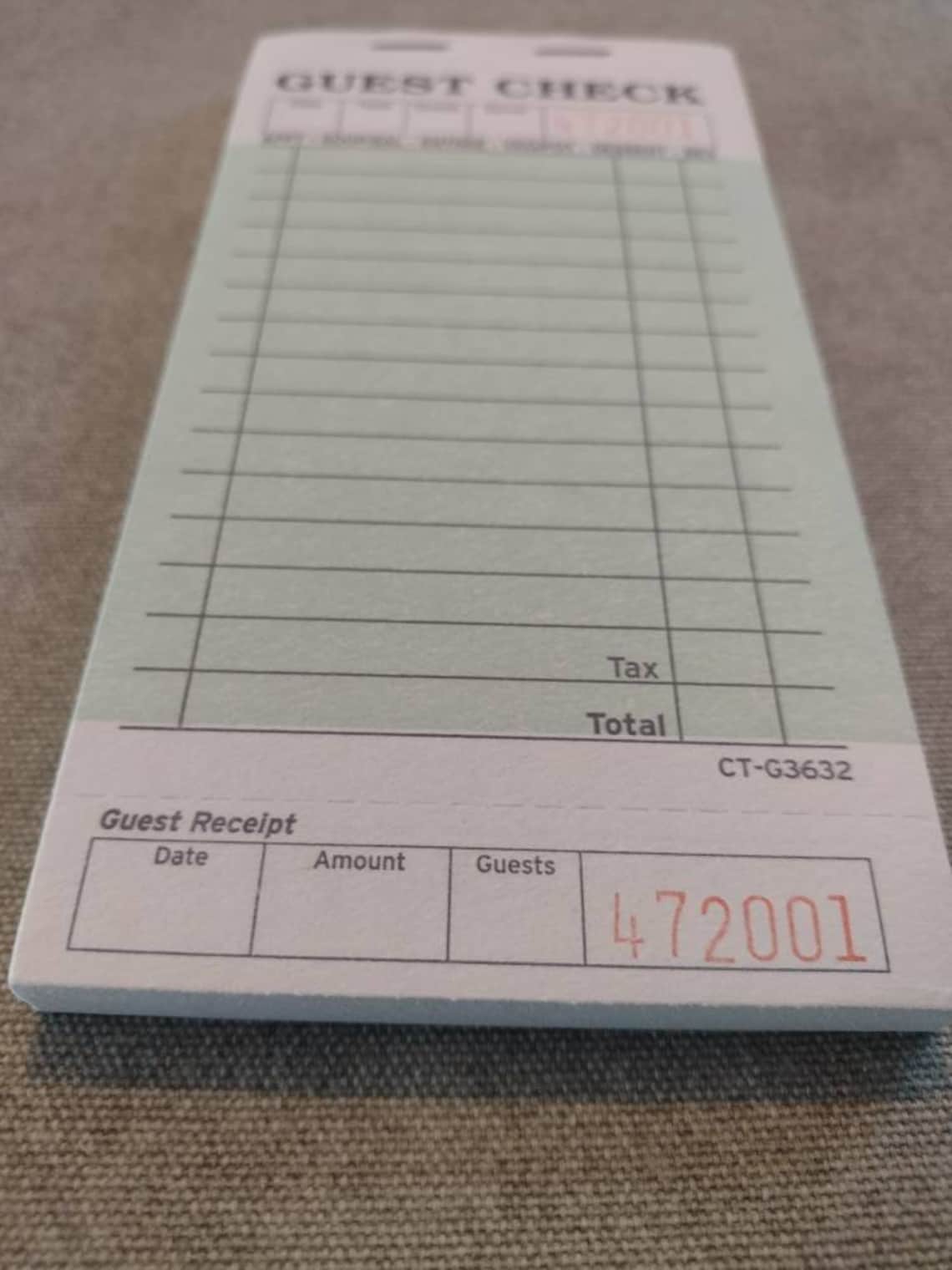 Guest Checks, Restaurant Receipt Book, Retro Vintage Style Ephemera, 10