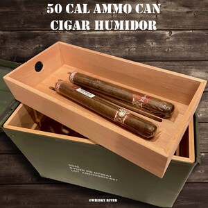 Zigarren Humidor Ammo Dose - 50 cal - Spanische Zeder, Vatertagsgeschenk, Geschenk für Papa, Vatertagsgeschenk für Opa