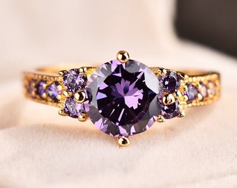 Gorgeous Purple Stone Vintage Sterling Ring - Sz. 6 - Etsy