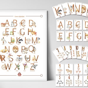 Classroom Decor Bundle Includes Farm Alphabet Poster, Alphabet Flashcards and Numbers Flashcards