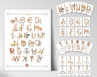 Classroom Decor Bundle Includes Farm Alphabet Poster, Alphabet Flashcards and Numbers Flashcards