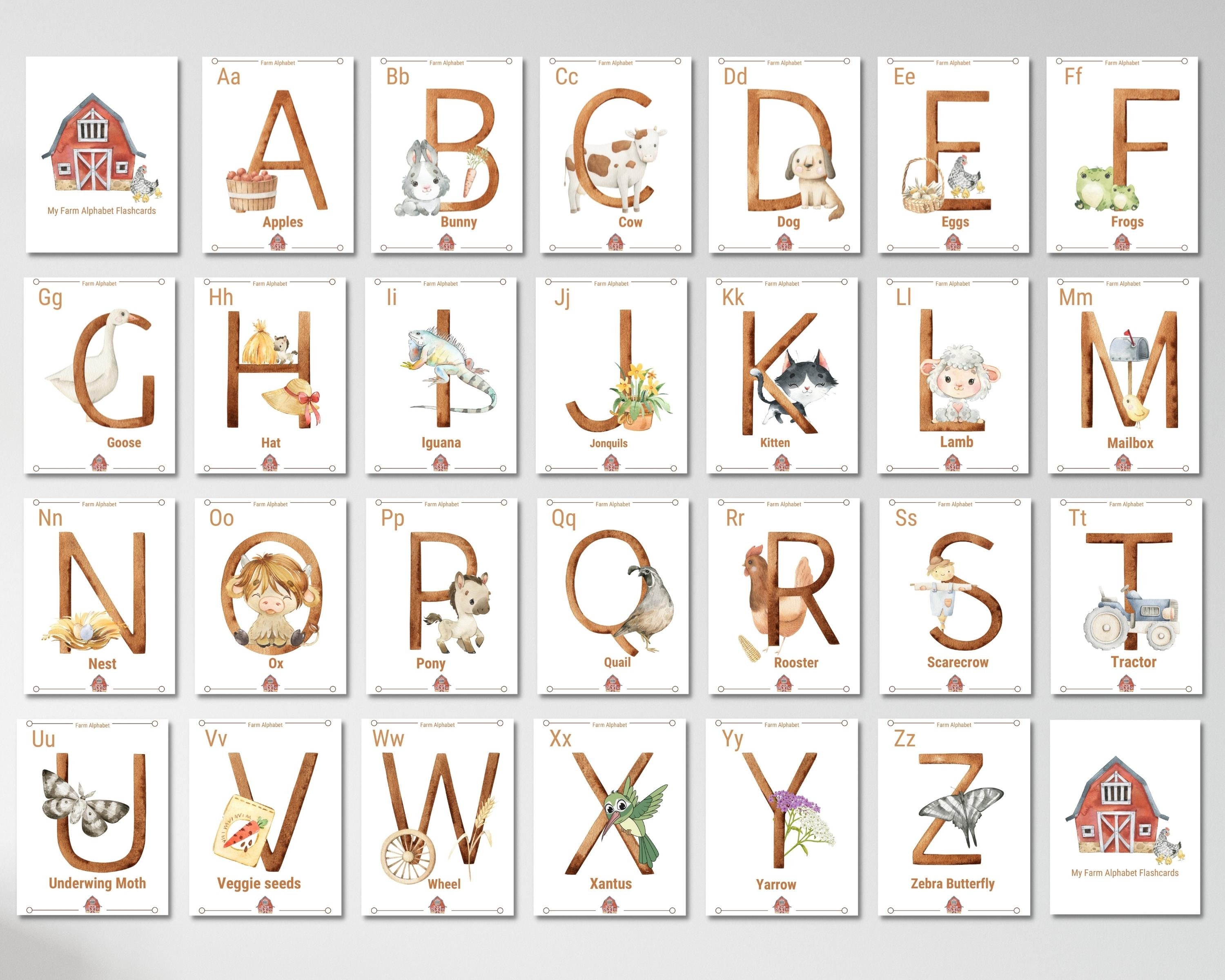 Farm Alphabet Poster Kids Farm Alphabet Digital Download Educational
