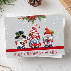 Pacote de cartões e pôsteres de Feliz Natal, PDF para download instantâneo, cartões de Natal do Gnome, cartão digital para impressão, presente de Natal para a casa