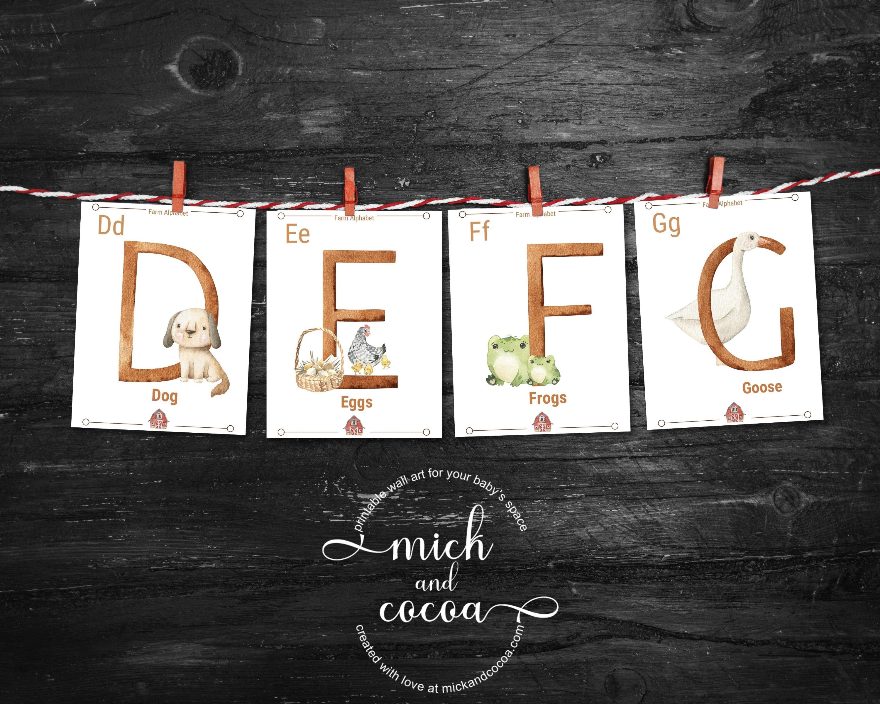 Farm Alphabet Poster Kids Farm Alphabet Digital Download Educational