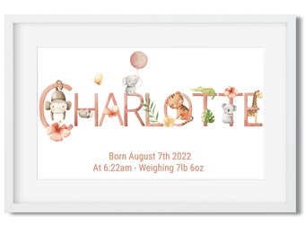 Personalized Baby Name Sign for Safari Themed Nursery, Safari Nursery Decor