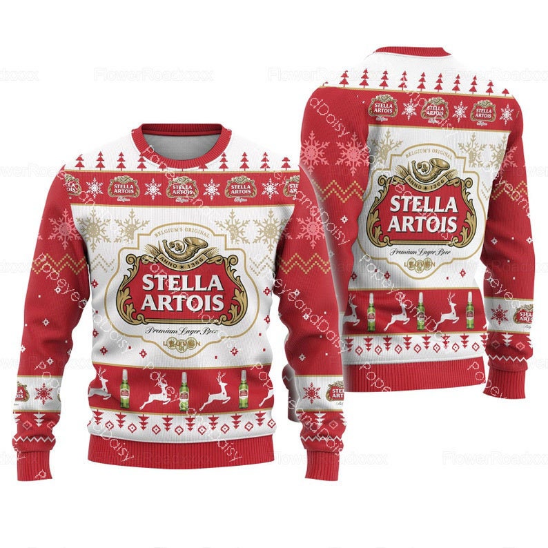 Discover Retro Stella Artois Christmas Ugly Sweater, Xmas Sweater, Beer Ugly Sweater